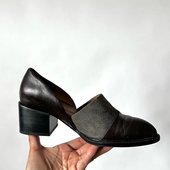Jeffrey Campbell Chic Brown Loafers Chunky Block Heel ‘Shriver’ D’Orsay Style-8 - Picture 6 of 13